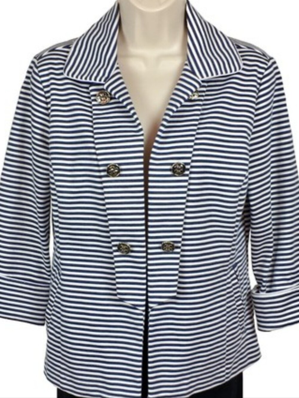 Erin Loudon Striped Navy & White Double-Breasted Women's Jacket. Sz XL